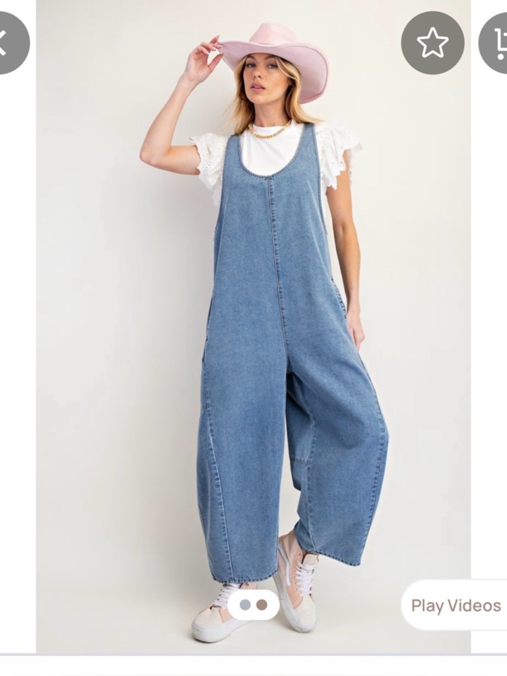 NWT EASEL Denim Oversized Wide-Leg Jumpsuit
